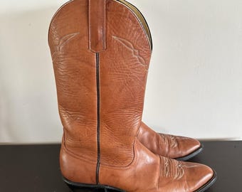 VTG Women's Cowboy Boots Anderson Bean Boot Company Cognac Leather 10.5 AA