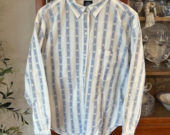 Camicia vintage da donna Dockers, taglia 1X, a righe, con bussola e corona, in cotone, con bottoni.