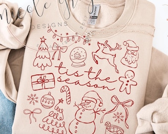 Julklappströja png, Tis The Season png, trendig jultröjadesign för tjejer, digital nedladdning