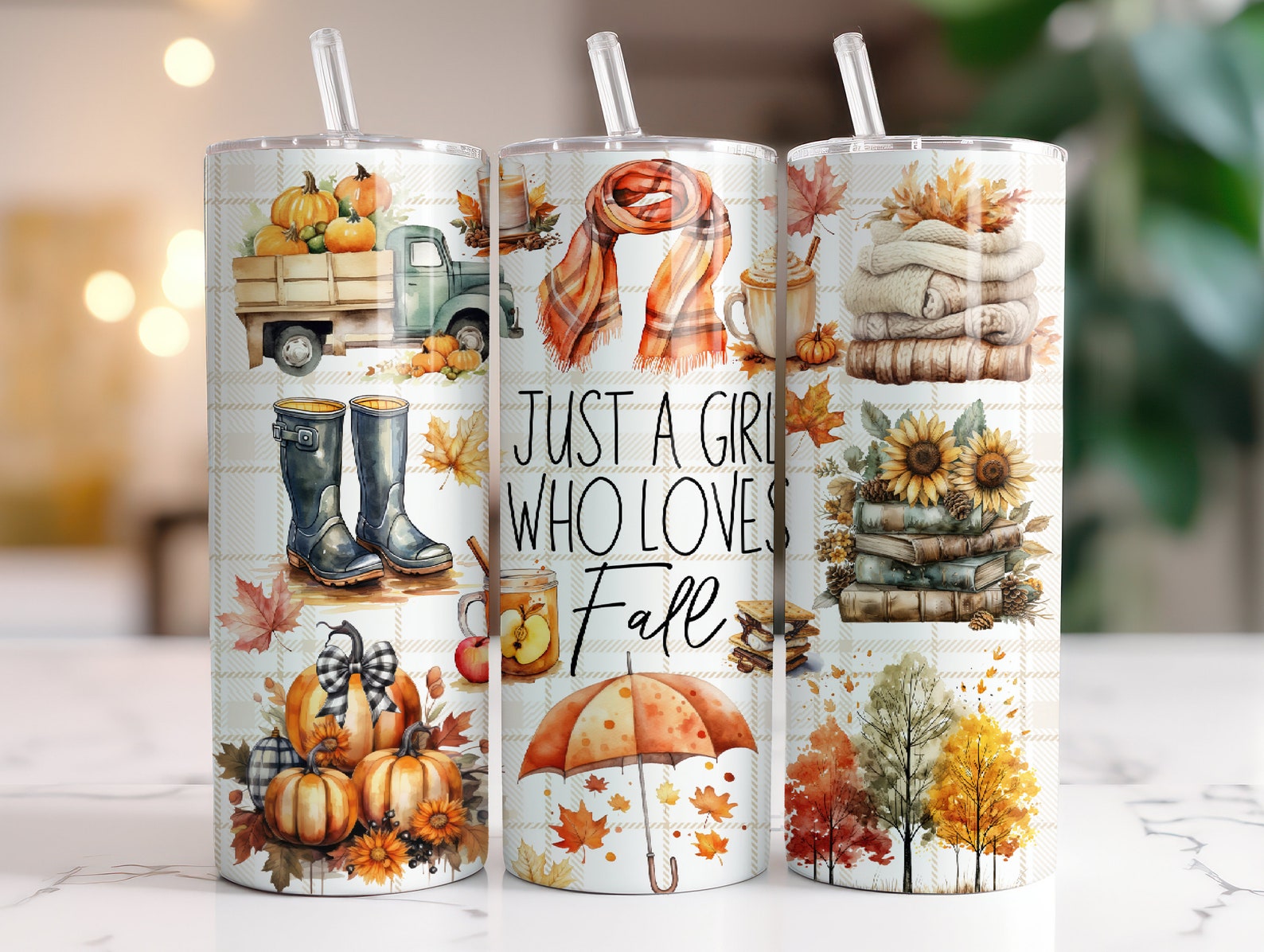Fall Tumbler Wrap PNG 20 Oz Skinny Tumbler Sublimation Design Instant ...