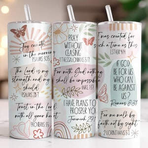 Christian Tumbler Wrap 20 oz Skinny Tumbler Sublimation Design Instant Digital Download Only, Faith Bible Scripture Verses Tumbler Wrap