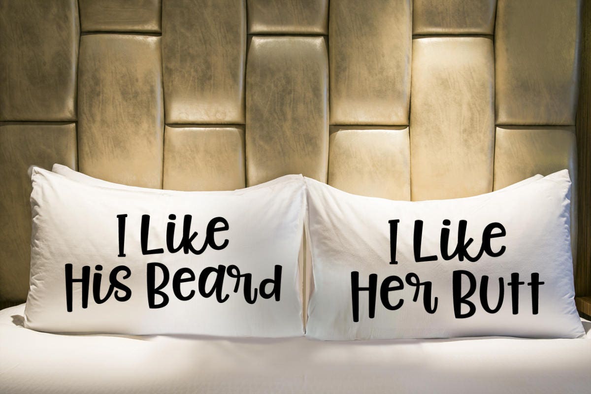His Hers Pillowcases I Like Her Butt I Like His Beard Newly Etsy