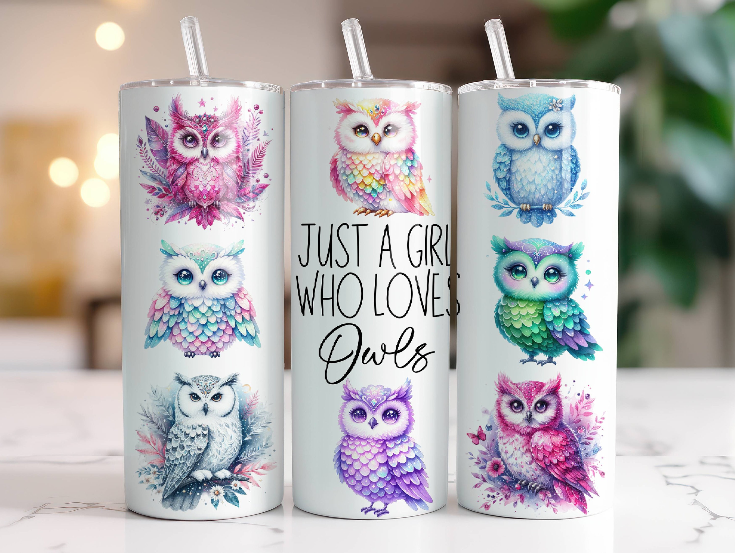 Owl Tumbler Wrap PNG 20 oz Skinny Tumbler Sublimation Design Instant Digital Download Only, Just A G