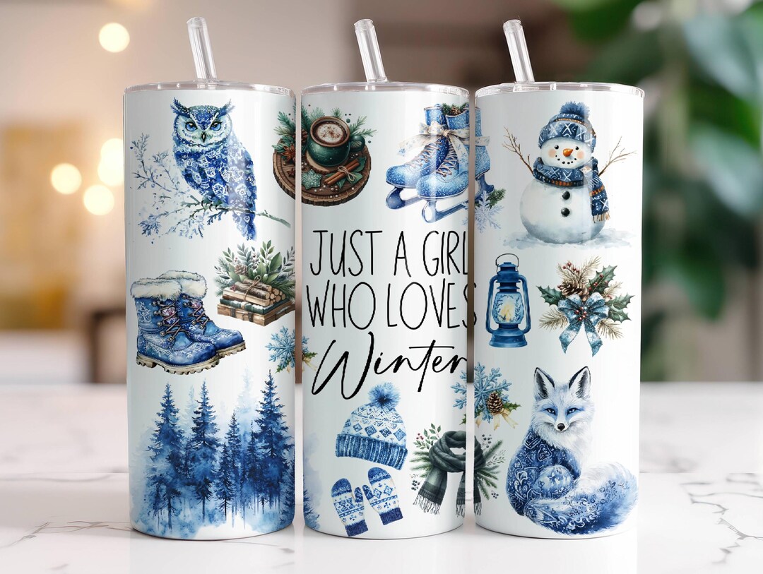 Winter Tumbler Wrap 20 Oz Skinny Tumbler Sublimation Design Instant ...