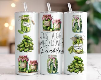 Augurk Tumbler Wrap PNG 20 oz Skinny Tumbler Sublimatie Design Alleen Instant Digitale Download, Just A Girl Who Loves Augurk Tumbler Wrap