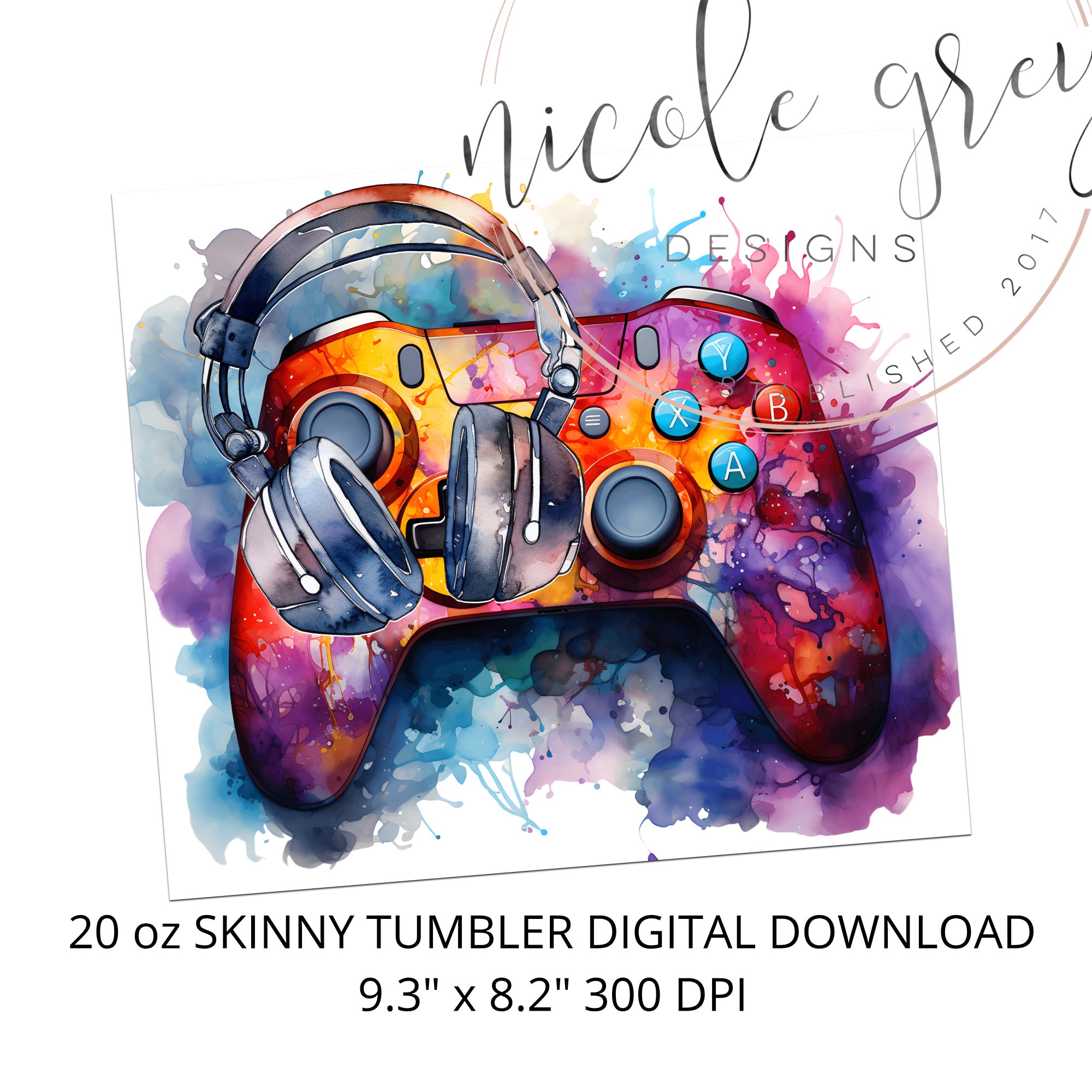 Gamer Tumbler Wrap PNG, 20 Oz Skinny Tumbler Sublimation Design Digital ...