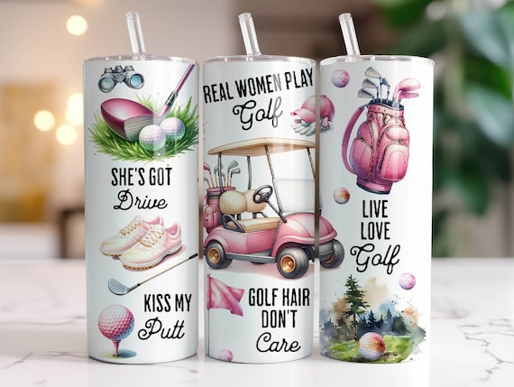 Funny Women Golf Tumbler Wrap 20 oz Skinny Tumbler Sublimation Design Digital Download PNG Instant Digital Only, Girl Golfing Tumbler