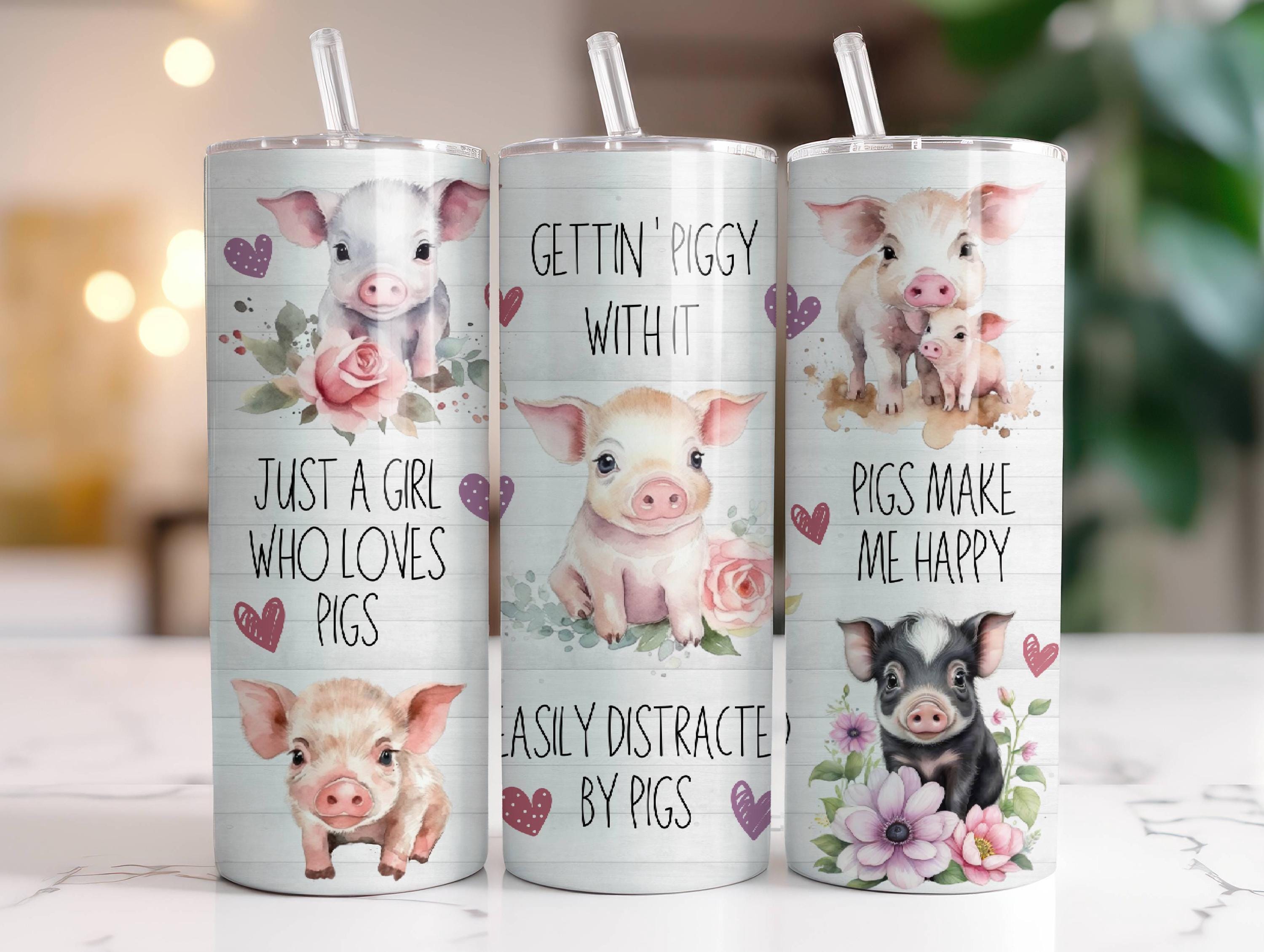 Cute Pig Tumbler Wrap PNG 20 oz Skinny Tumbler Pig Sublimation Design Instant Digital Download Only, Funny Pig Quote Tumbler Wrap