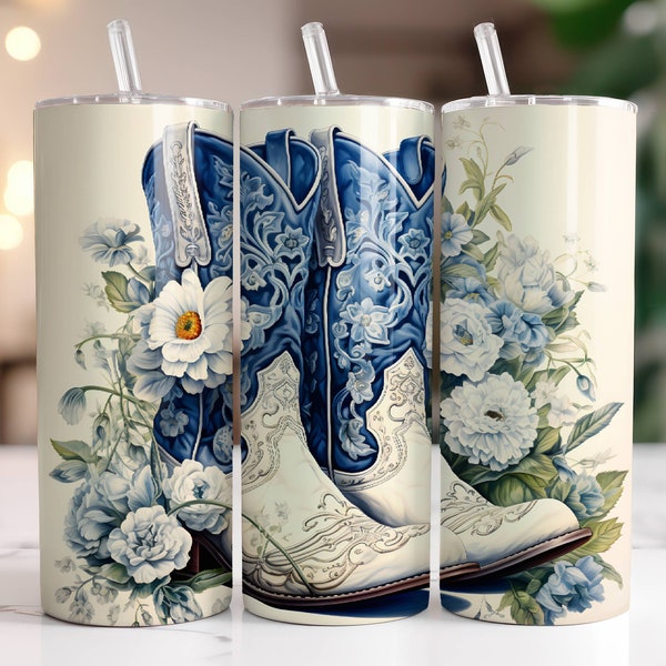 Coastal Cowgirl Tumbler Wrap PNG, Téléchargement numérique par sublimation, 20oz Skinny Tumbler Design, Téléchargement numérique instantané uniquement, Country Western