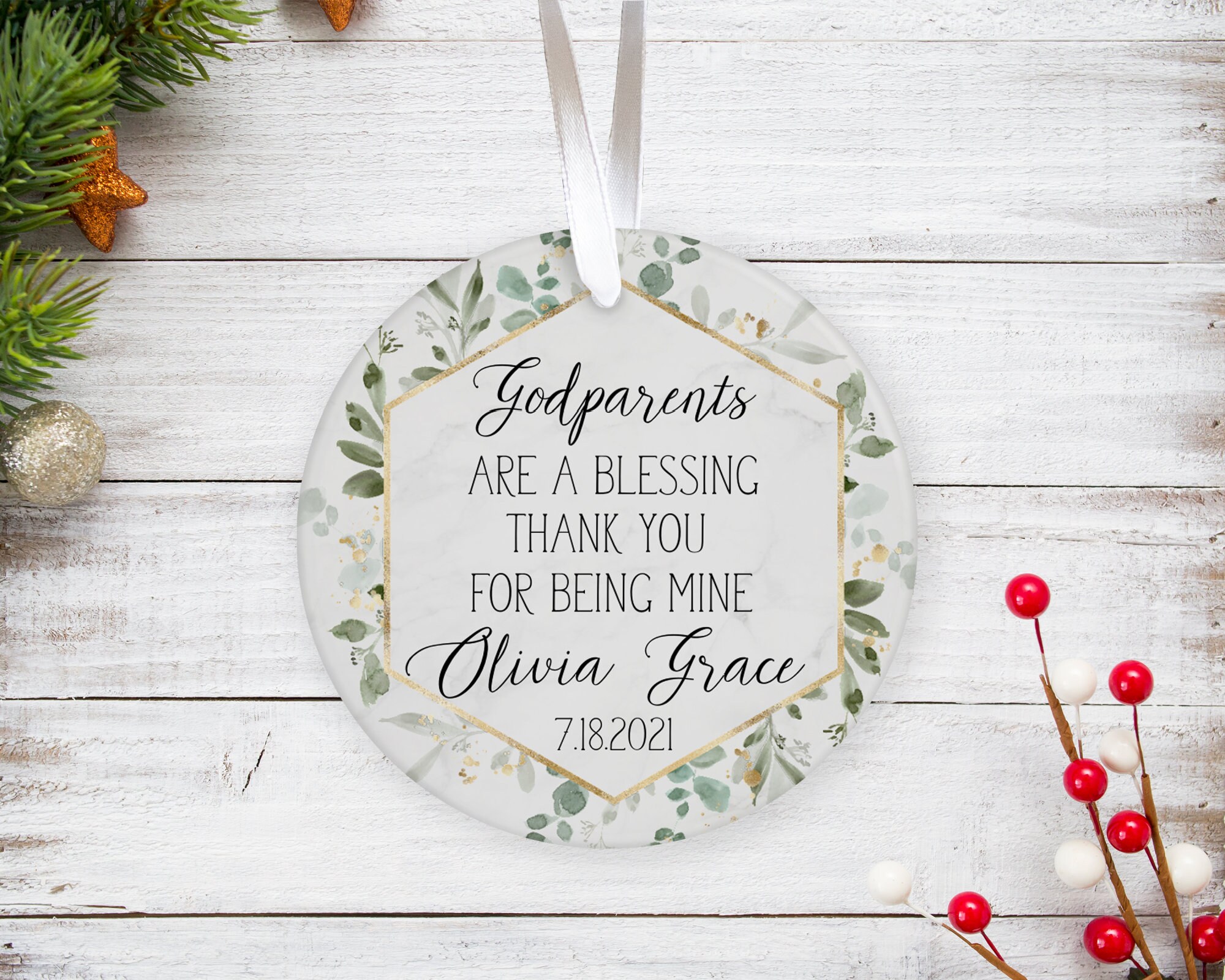 Godparents Gift From Godchild, Personalized Godparent Ornament, Bapti…