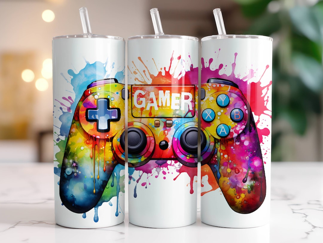 Gamer Tumbler Wrap PNG, 20 Oz Skinny Tumbler Sublimation Design Digital ...