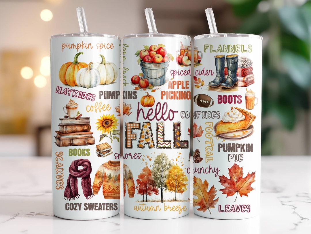 Fall Tumbler Wrap PNG Sublimation, 20 Oz Skinny Tumbler Sublimation ...