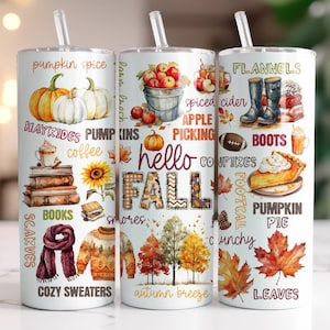 Fall Tumbler Wrap PNG Sublimation, 20 oz Skinny Tumbler Sublimation Design Digital Download Instant Digital Only, Autumn Vibes Thanksgiving