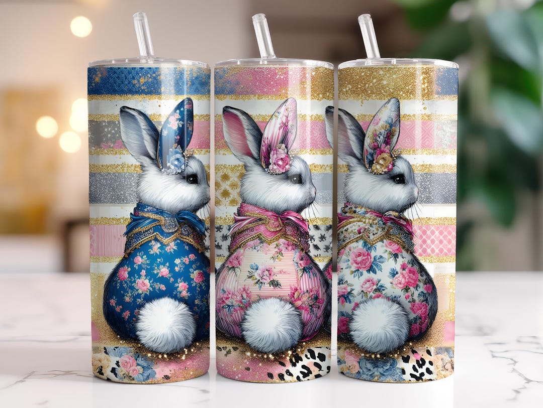 Easter Bunny Tumbler Wrap 20 Oz Skinny Tumbler Easter Sublimation ...