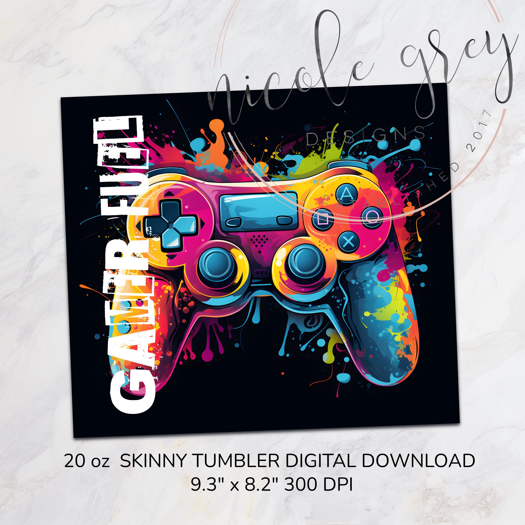 Gamer Tumbler Wrap PNG, 20 Oz Skinny Tumbler Sublimation Design Digital ...