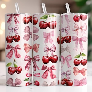 Coquette Tumbler Wrap PNG, Sublimation Digital Download, 20 oz Skinny Tumbler Design, Instant Digital Download Only, Soft Girl Aesthetic