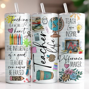 Lehrer Tumbler Wrap PNG, 20 Unze Skinny Tumbler Sublimation Design Sofortiger digitaler Download nur, Lehrer Wertschätzung, Back To School Design