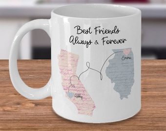 Long Distance Mug, State To State Mug, Best Friends Mug, Friendship Mug, Soul Sisters Mug, Home State Mug, Best Friend Moving Gift