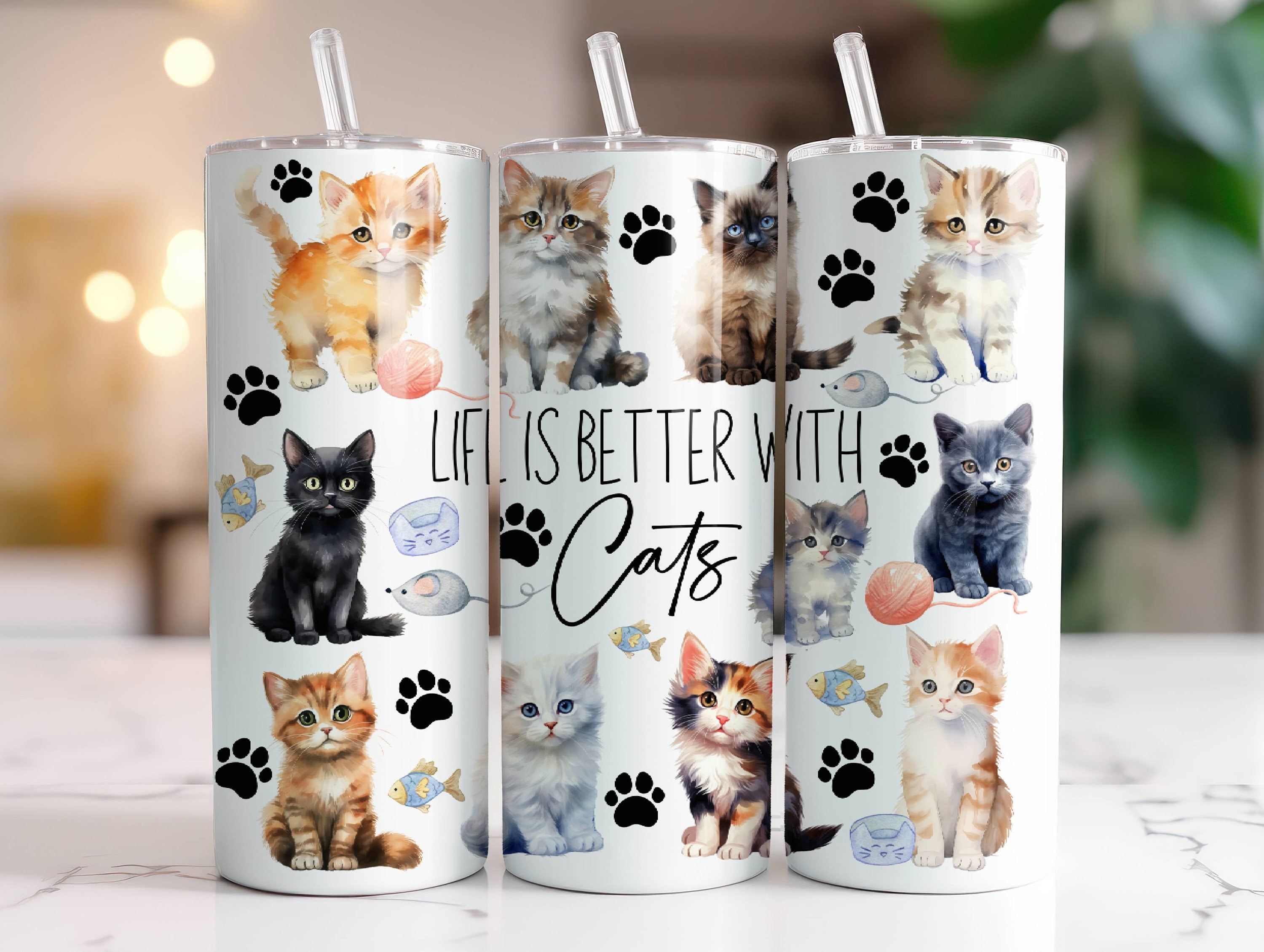 Cat Tumbler with Straw Cat Gifts for Cat Lovers Gifts for Women Cute Cat  Cup Insulated Tumblers with Lid Cat Birthday Party Supplies Stainless Steel  Tumblers 