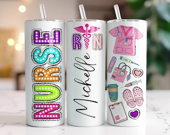 Nurse Tumbler Wrap 20 oz Skinny Tumbler Nursing Sublimation Design Digital Download Instant Digital Only, Nursing RN Tumbler PNG