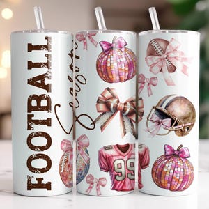Football Season Tumbler Wrap 20 oz Skinny Tumbler Sublimation Design Instant Digital Download Only, Coquette Football Mom Tumbler Wrap PNG
