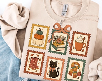 Fall Stamp Png, Girly Fall Png, Autumn Sublimation Digital Download, Coquette Fall Stamp Shirt Design, Pumpkin Coffee Books Black Cat Design