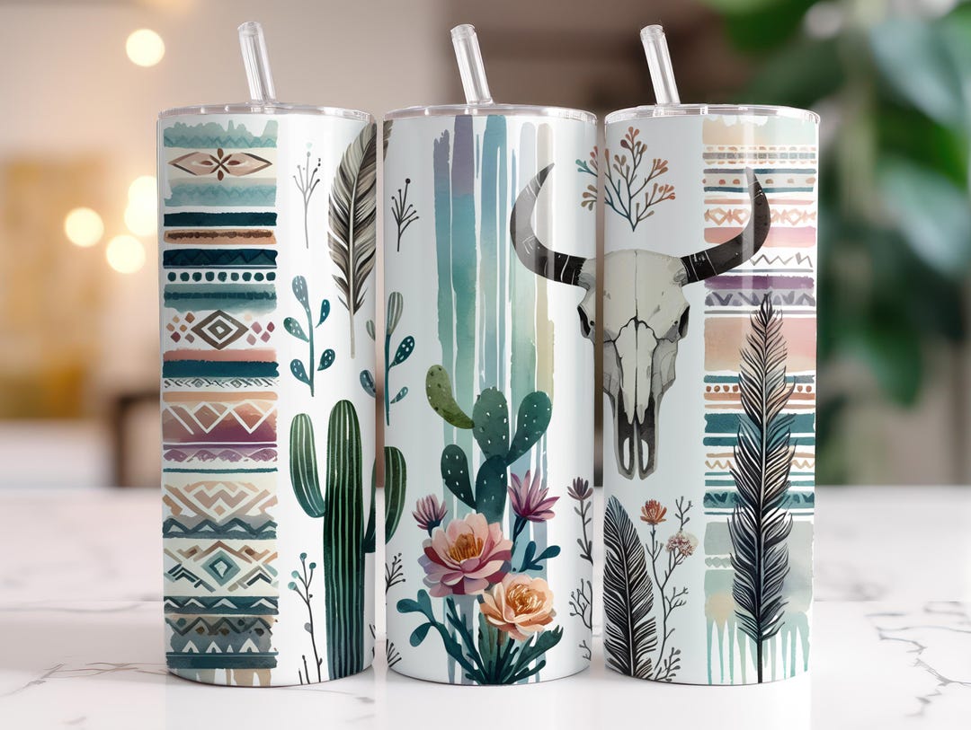 Boho Western Tumbler Wrap 20 Oz Skinny Tumbler Sublimation Design ...