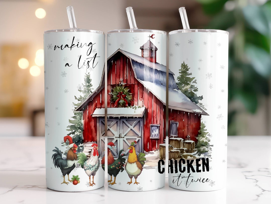 Funny Christmas Chicken Tumbler Wrap PNG, 20 Oz Skinny Tumbler ...