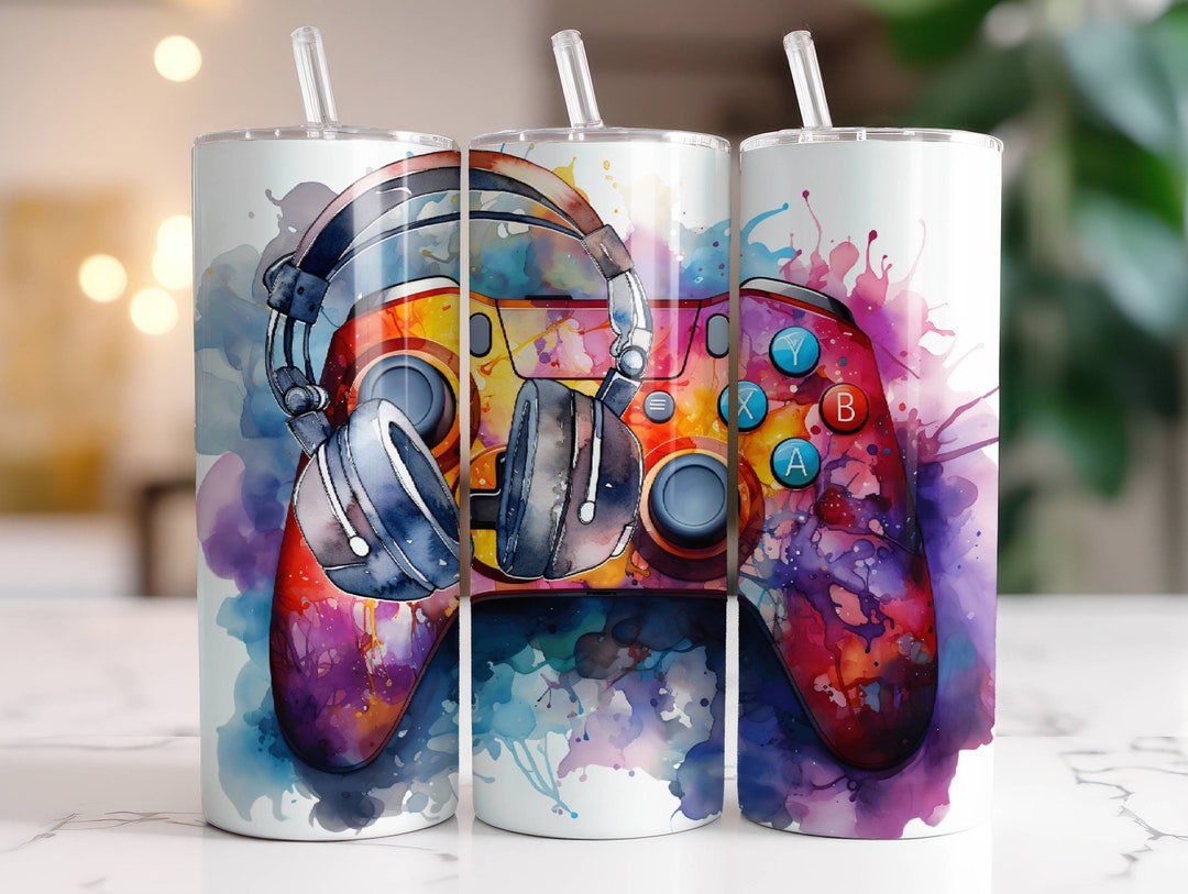Gamer Tumbler Wrap PNG, 20 Oz Skinny Tumbler Sublimation Design Digital ...