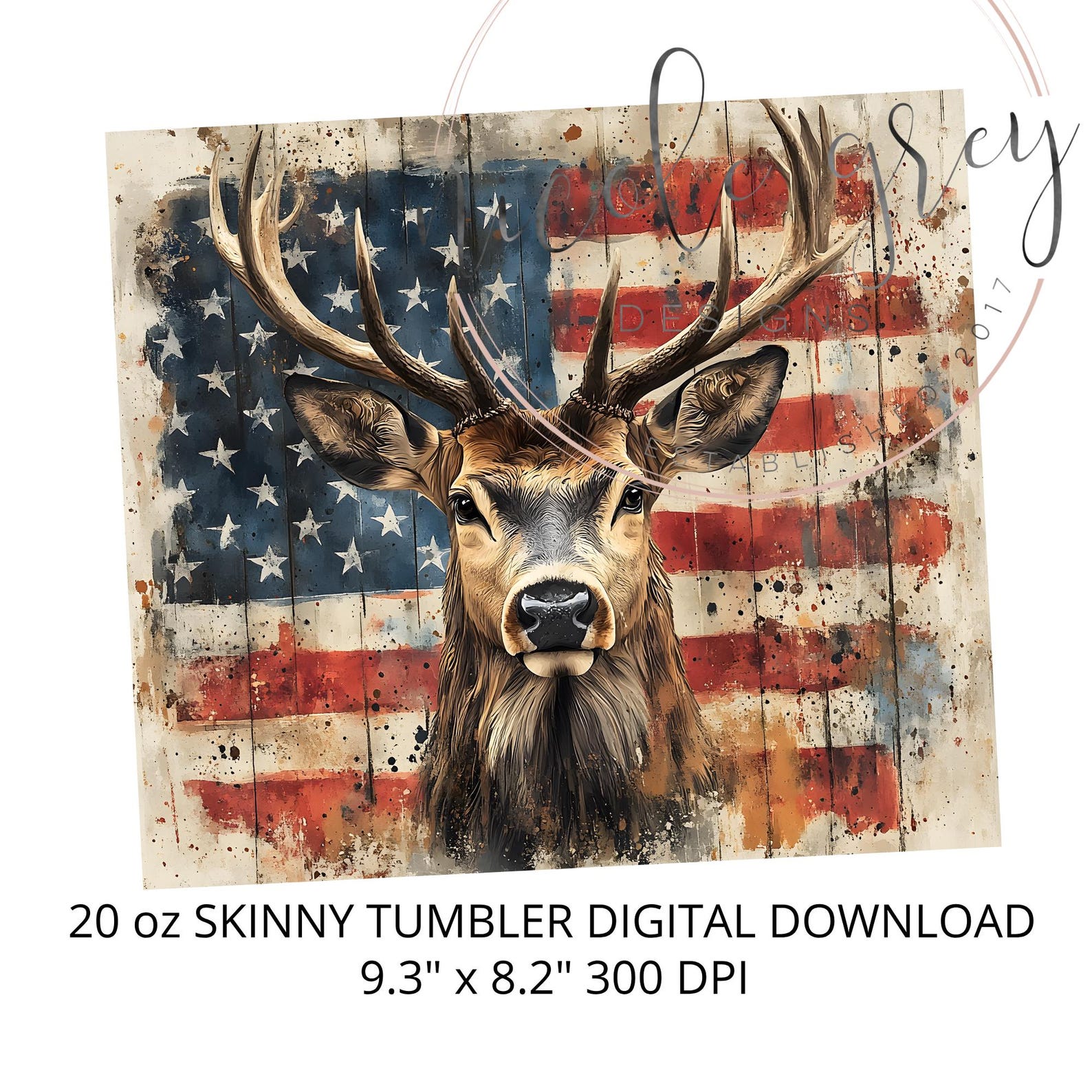 Deer American Flag Tumbler Wrap PNG 20 Oz Skinny Tumbler Sublimation ...