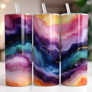 Rainbow Marble Tumbler Wrap PNG 20 oz Skinny Tumbler Sublimation Seamless Design Digital Download Only, Alcohol Ink Tumbler Wrap PNG File