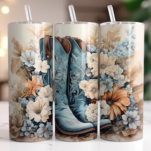 Cowgirl Boots Tumbler Wrap PNG, Sublimation Digital Download, 20oz Skinny Tumbler Design, Instant Digital Download Only, Country Western