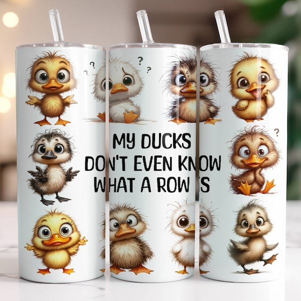 Duck Tumbler Wrap 20 oz Skinny Tumbler Sublimation Design Instant Digital Download Only, Funny Animal Tumbler Wraps, Ducks In A Row PNG
