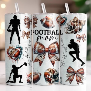 Coquette Football Mom Tumbler Wrap PNG 20 oz Skinny Tumbler Sublimation Design Digital Download Instant Digital Only