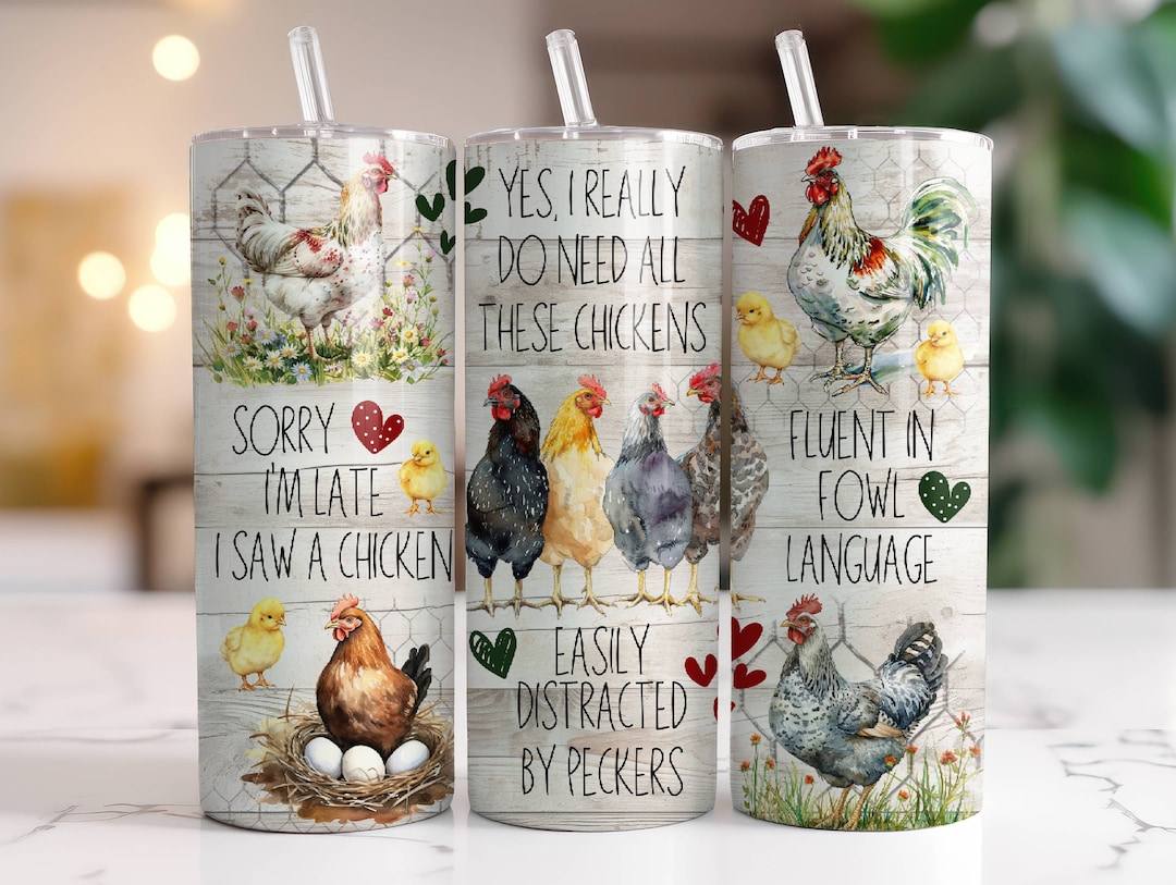 Funny Chicken Tumbler Designs 20 Oz Skinny Tumbler Sublimation Design ...