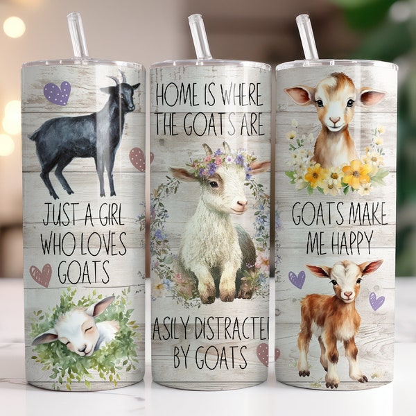 Goat Tumbler Wrap PNG 20 oz Skinny Tumbler Sublimation Design Instant Digital Download Only, Funny Country Girl Baby Goat Tumbler Wrap