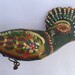 Vintage Green Painted Wood Bird, Vintage Colorful Wood Bird, Hand Painted Wood Bird, Vintage Painted Wood Bird