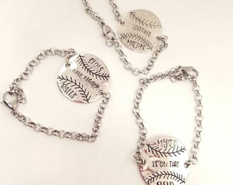 Softball - Baseball Bracelet - Softball Mom - Baseball Mom - my heart is on that field - girls balls are bigger - sports mom bracelet