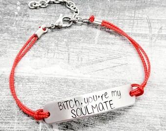 Custom Word Bar Bracelet: Personalized Quote Jewelry, Adjustable Friendship Bracelet