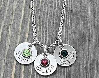 Birthstone Name Necklace For Mom | New Mommy Necklace | Name Necklace | Mothers Necklace | New Mom Necklace | Birthstone Necklace | Mom Gift