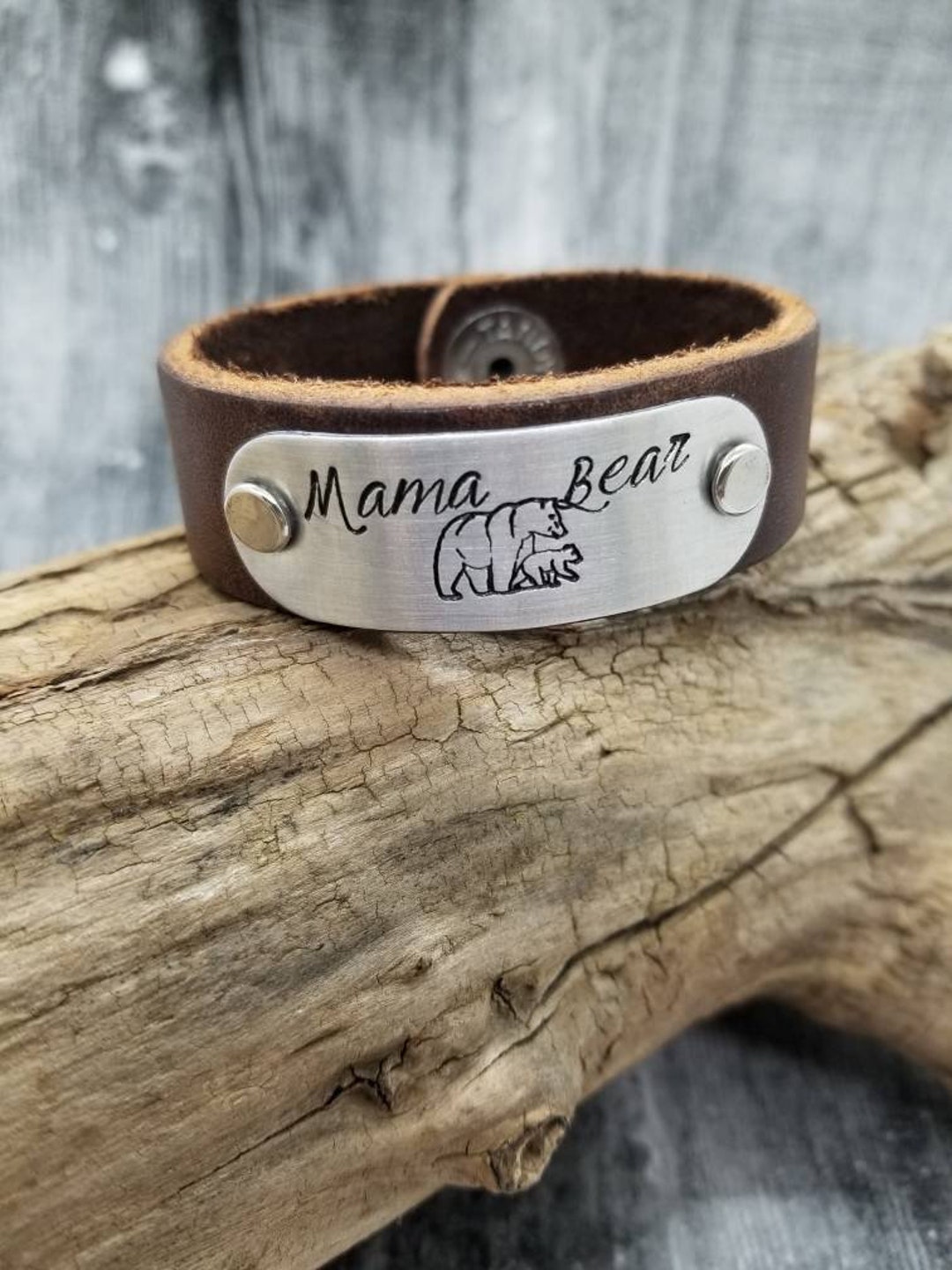 Mama Bear Bracelet Custom Leather Cuff Bracelet Mama Bear Women s Leather Cuff Bracelet Personalized Jewelry Mama Bear Jewelry Etsy