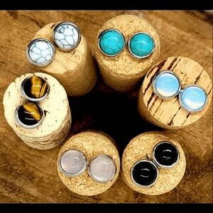 Moon stone Stud Earrings / Gemstone Earrings / Surgical Steel / Gift for Her / Small Earrings / Natural Stone Earrings / opal stud earrings
