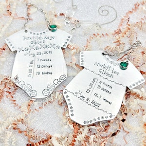 Baby&#39;s first Christmas ornament, new baby gift, diaper shirt, gift for new mom, baby boy or baby girl, birth keepsake, first christmas