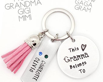 Grandma belongs to Keychain | Grandma Birthstone Keychain | Grandmother Gift | Gift Grandma | Birthstone KeyChains for Mom | Grandma Gift