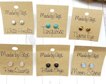 Stud Earrings / Gemstone Stud Earrings / Surgical Steel / Gift for Her / Small Earrings / Natural Stone Earrings / Hypo Allergenic / Studs