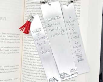 Personalized Teacher Bookmark: Hand Stamped Aluminum Gift