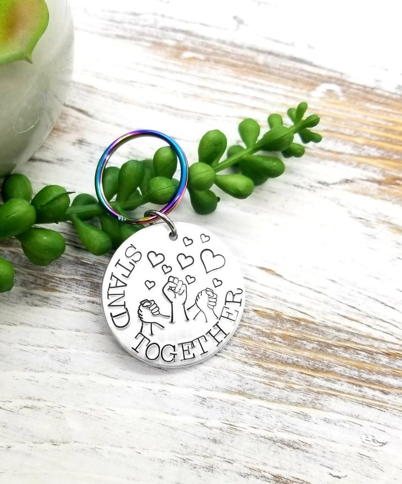 personalized gift support gift friend gift equality movement Custom keychain black lives matter statement gift stand together keychain