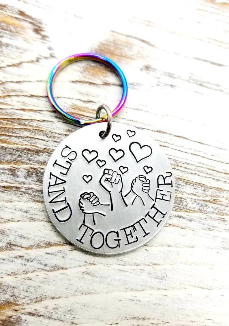personalized gift support gift friend gift equality movement Custom keychain black lives matter statement gift stand together keychain
