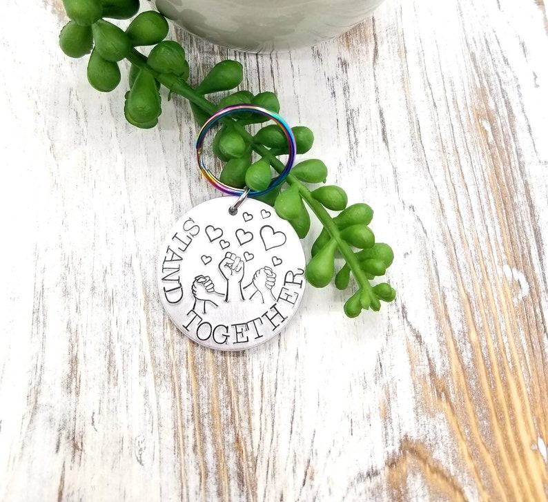 personalized gift support gift friend gift equality movement Custom keychain black lives matter statement gift stand together keychain