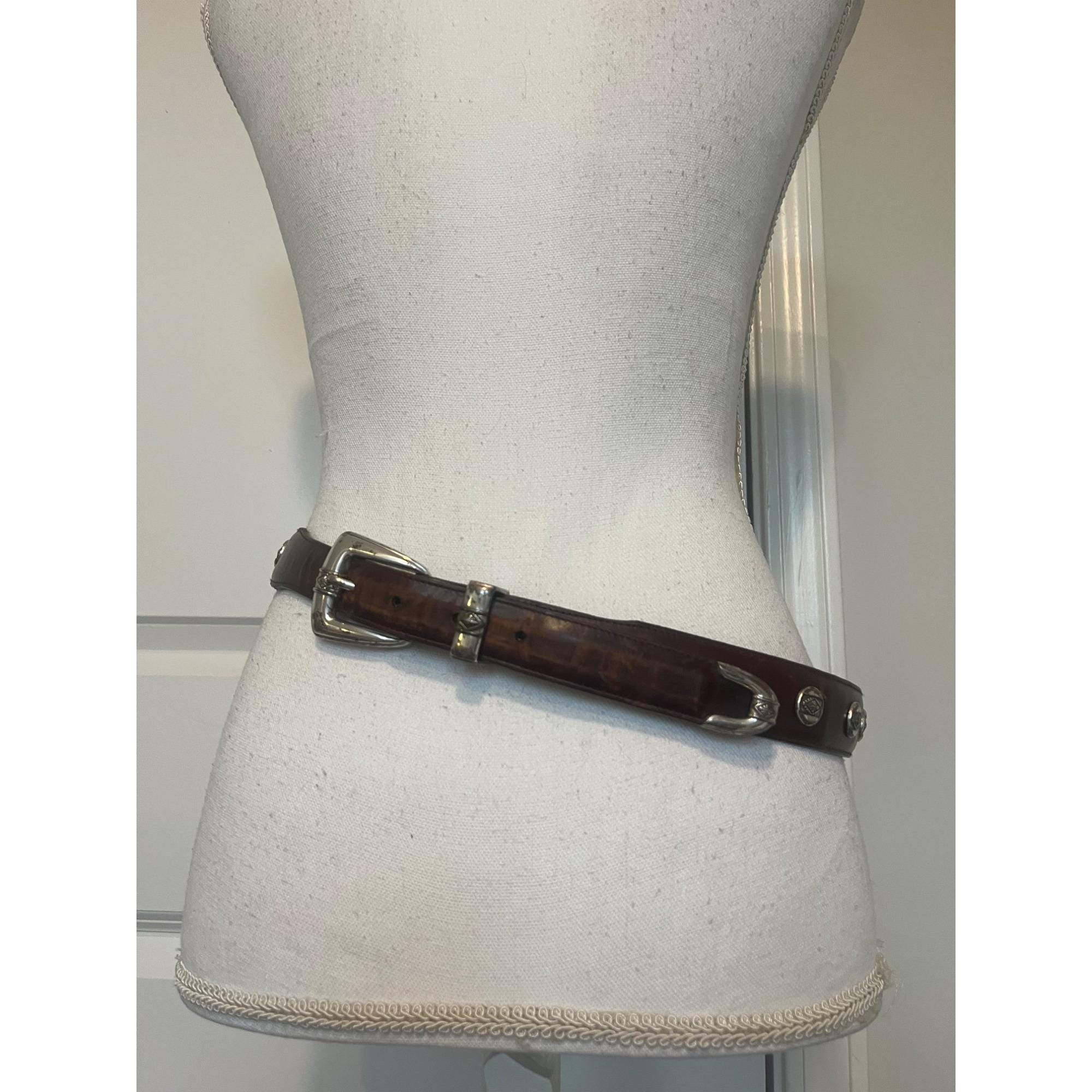Vintage Nocona Genuine Leather Belt Western Conchos & Buckle 34\
